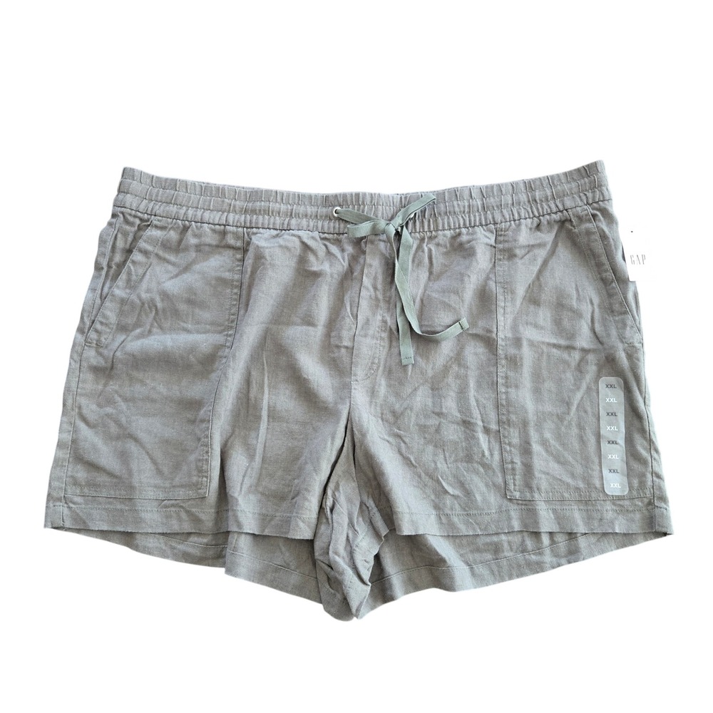NWT Gap Womens Linen Blend Shorts XXL Olive Green, Coastal Beach Earthy Granola